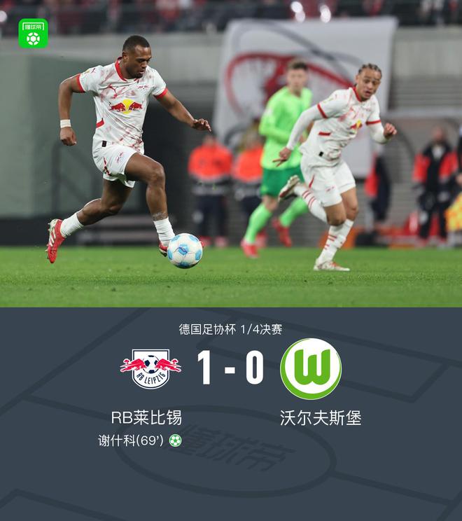 萊比錫勝狼堡，謝什科點射建功