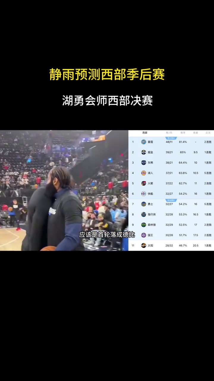徐靜雨預(yù)測西部季后賽劇本：湖人勇士會師西決，那最精彩！
