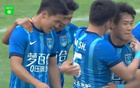 南通支云勝青島紅獅，葉道馳進球，小里瓦爾多錯失良機。